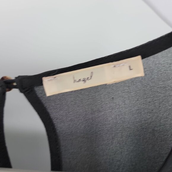 Hazel Black Sheer Ruffle Sleeve Blouse L – Elegant Layered Top - Work to Wknd - Picture 6 of 11